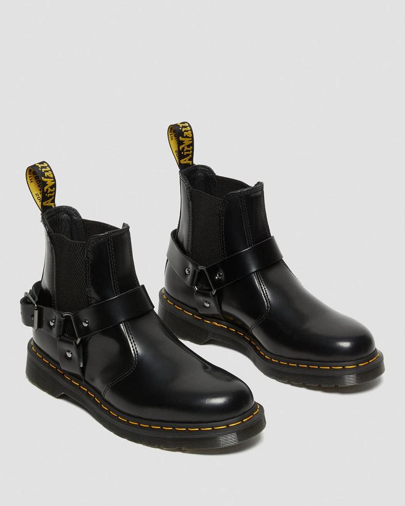 Black Men's Dr Martens Wincox Smooth Leather Buckle Boots | CA 458VRW